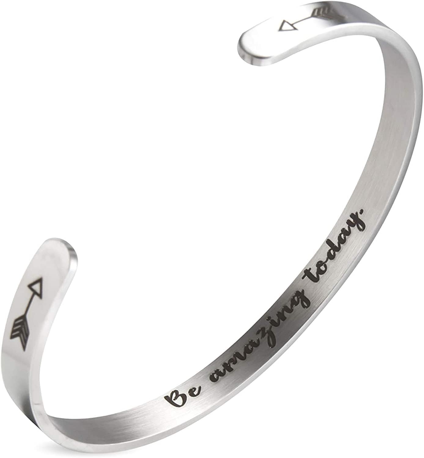 A N Kingpiin Inspirational Bracelets Stainless Steel Cuff Bangle Gifts for Women, Men Teens Girls -Motivational Mantra Quote Inspirational Jewelry for Friendship Encouragement with Gift Box Apparel & Accessories > Jewelry > Bracelets A N KINGPiiN Be amazing today