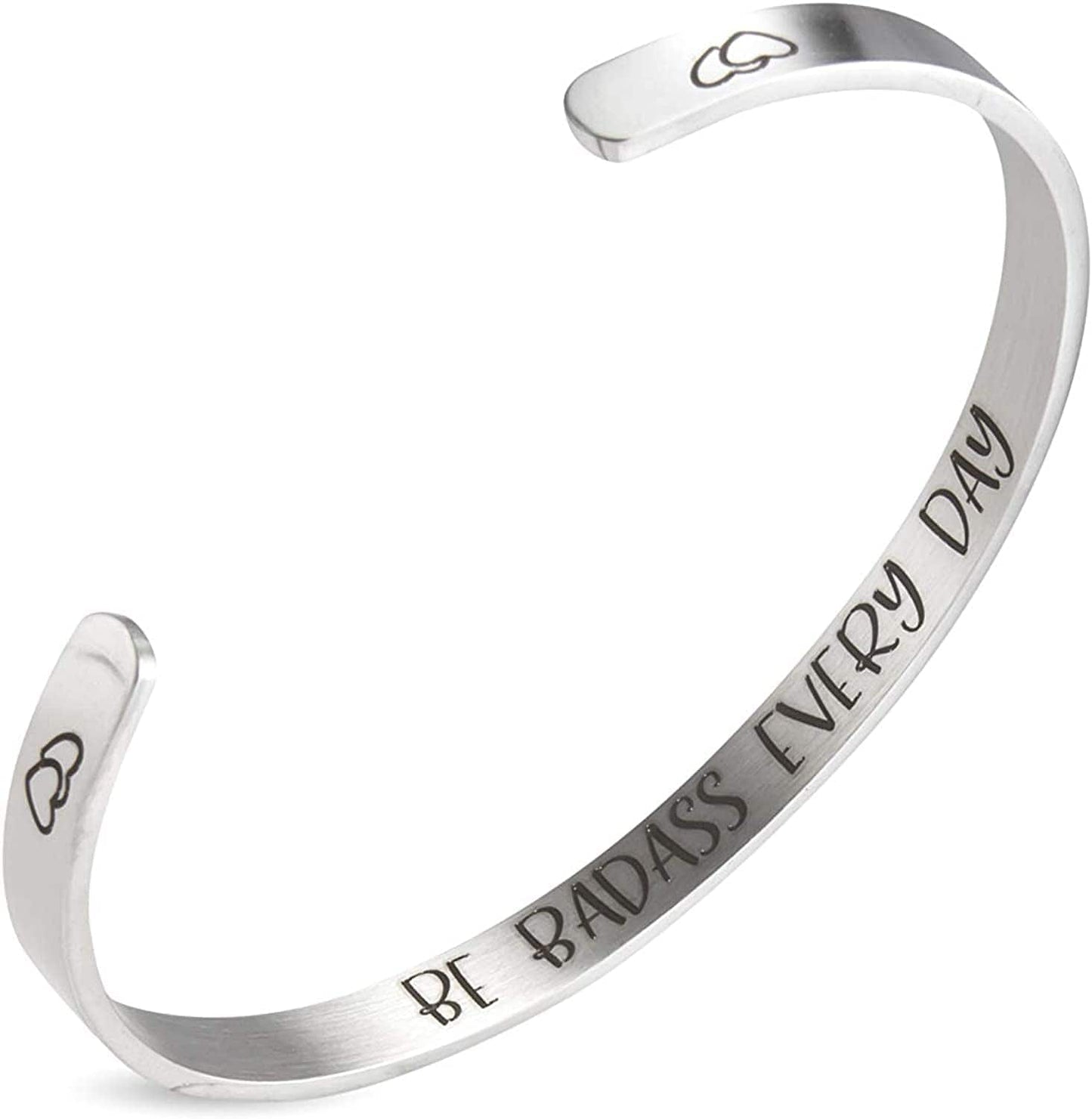 A N Kingpiin Inspirational Bracelets Stainless Steel Cuff Bangle Gifts for Women, Men Teens Girls -Motivational Mantra Quote Inspirational Jewelry for Friendship Encouragement with Gift Box Apparel & Accessories > Jewelry > Bracelets A N KINGPiiN Be Badass Every Day