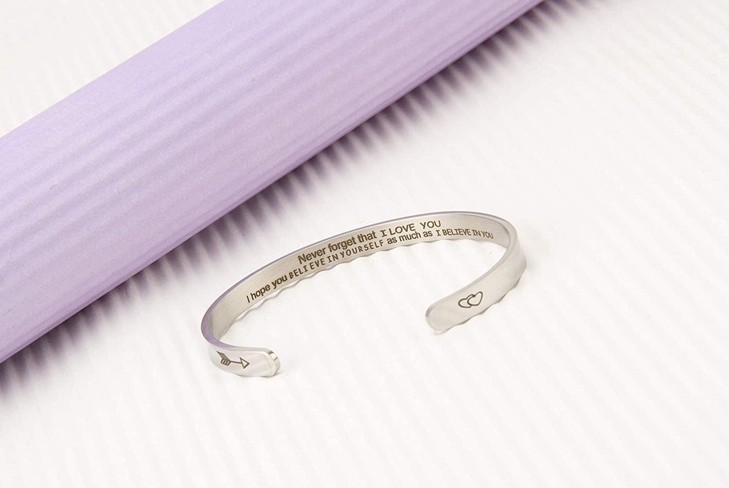 A N Kingpiin Inspirational Bracelets Stainless Steel Cuff Bangle Gifts for Women, Men Teens Girls -Motivational Mantra Quote Inspirational Jewelry for Friendship Encouragement with Gift Box Apparel & Accessories > Jewelry > Bracelets A N KINGPiiN