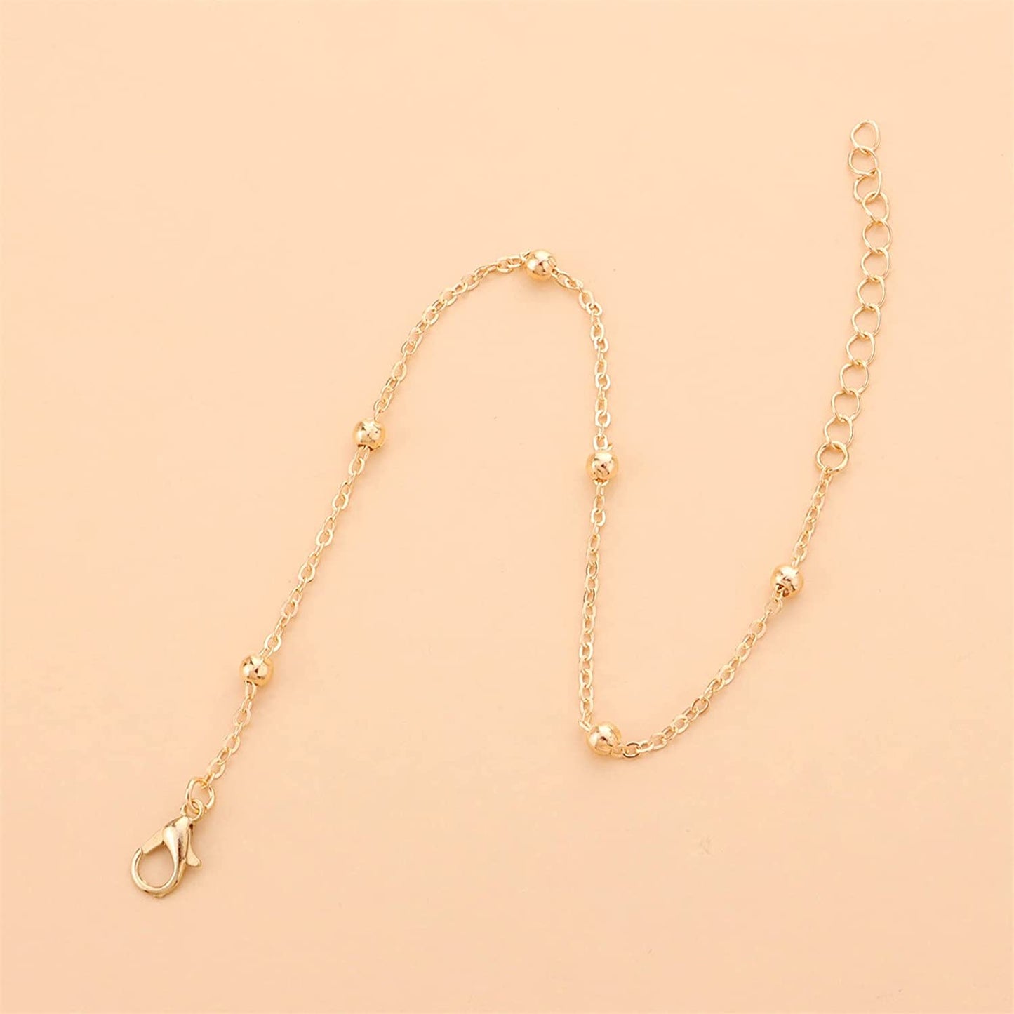 Gold Anklets for Women Dainty Link Ankle Bracelets Chain Adjustable Pearl Charm Anklet Beach Jewelry for Teen Girls Mom Birthday (Gold, One Size) Apparel & Accessories > Jewelry > Anklets Generic