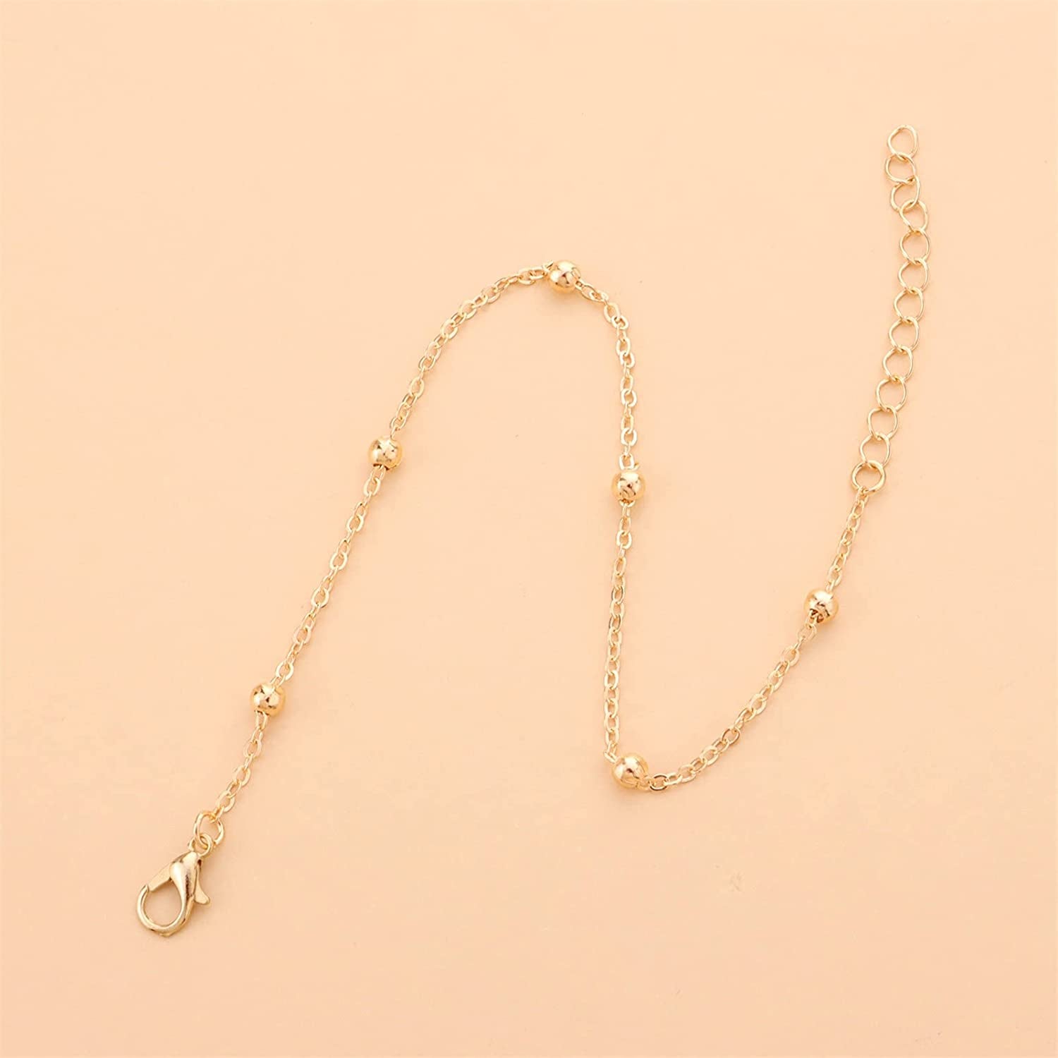 Gold Anklets for Women Dainty Link Ankle Bracelets Chain Adjustable Pearl Charm Anklet Beach Jewelry for Teen Girls Mom Birthday (Gold, One Size) Apparel & Accessories > Jewelry > Anklets Generic