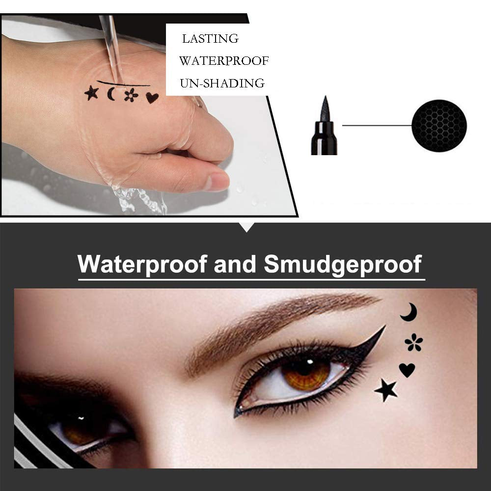 Fantexy Double-Headed Eyeliner Stamp, Eyeliner Pencil Pen with Eye Makeup Stamp, Waterproof, Double Sided & Long Lasting Seal Tattoo Makeup Tool Black No Smudge (Heart/Moon/Star/Flowers)Shape Stamp Pen 4 Pcs Health & Beauty > Personal Care > Cosmetics > Cosmetic Tools > Makeup Tools FANTEXY