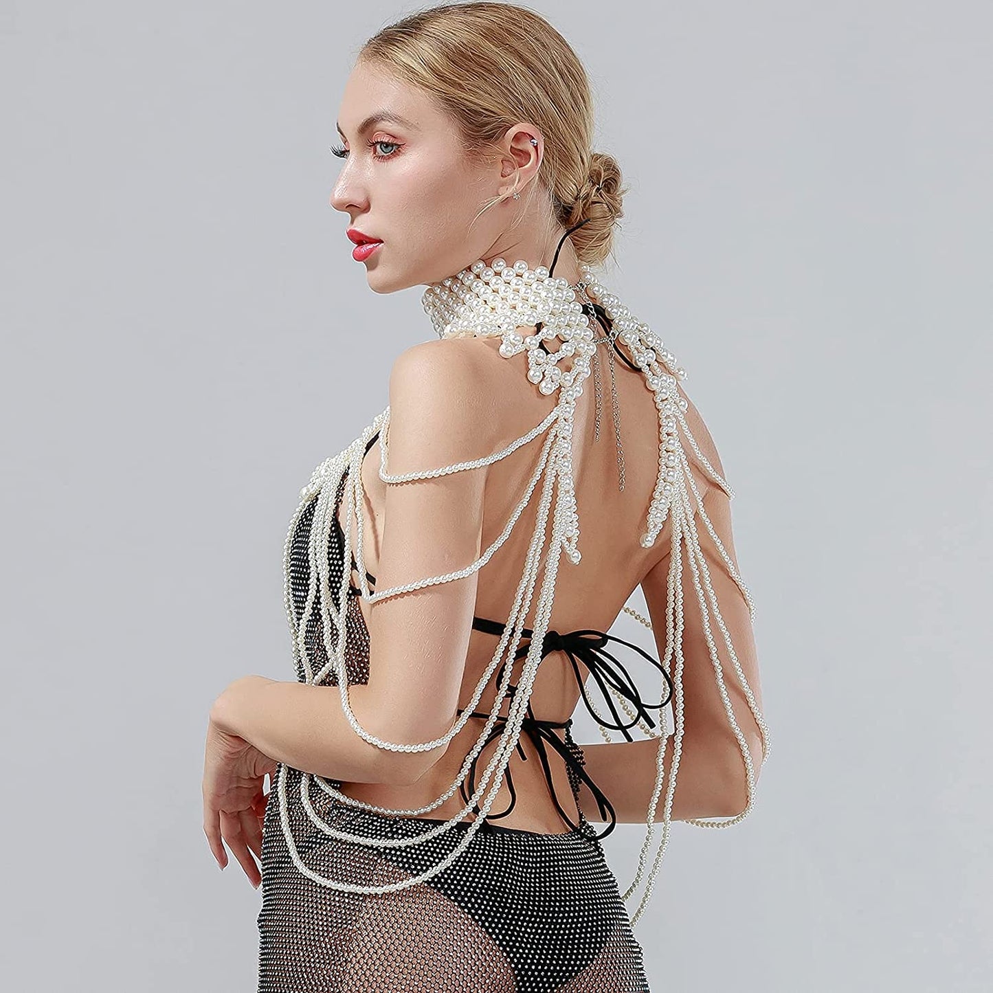 Pearl Body Chain Jewelry for Women - Fashion Handmade Pearl Body Chain Shoulder Necklace Bra Apparel & Accessories > Jewelry > Body Jewelry Maijiao