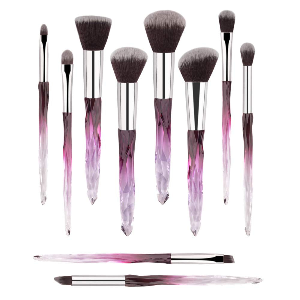 Makeup Brush Professional, Acrylic Diamond Handle Make up Brushes Series for Full Face Foudation Blush Eyeshadow Concealers Powder Transparent Beauty Tools Health & Beauty > Personal Care > Cosmetics > Cosmetic Tools > Makeup Tools G-Texnik 1-Purple