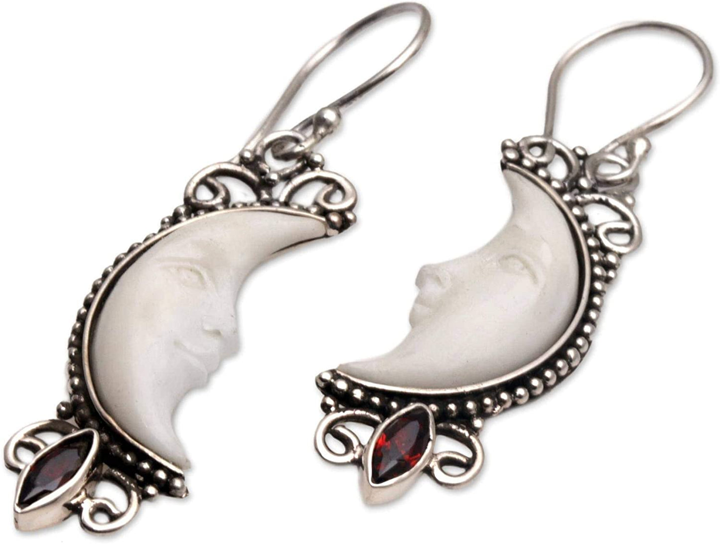 NOVICA Garnet .925 Sterling Silver Dangle Earrings, Natural Moonlight' Apparel & Accessories > Jewelry > Earrings NOVICA