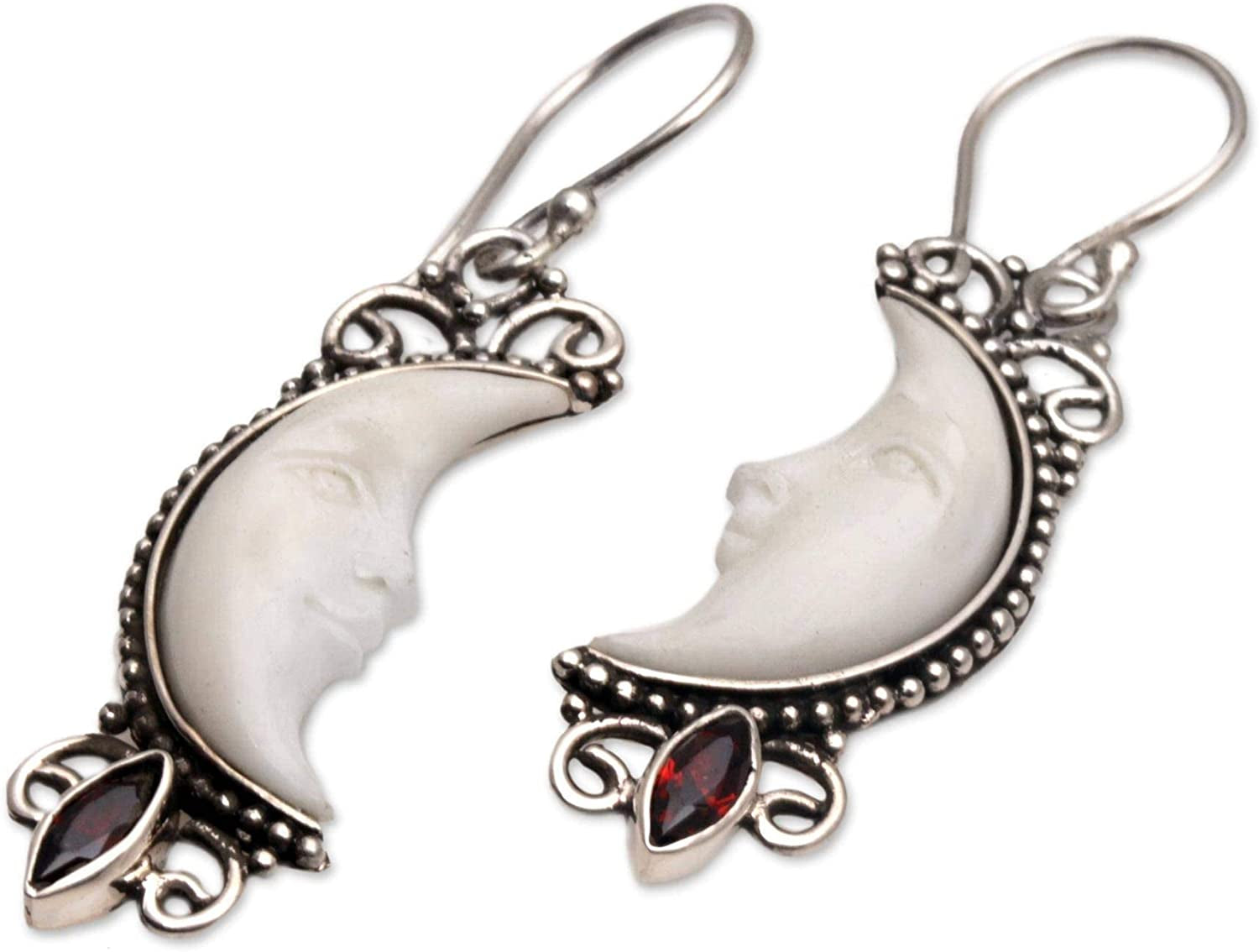 NOVICA Garnet .925 Sterling Silver Dangle Earrings, Natural Moonlight' Apparel & Accessories > Jewelry > Earrings NOVICA