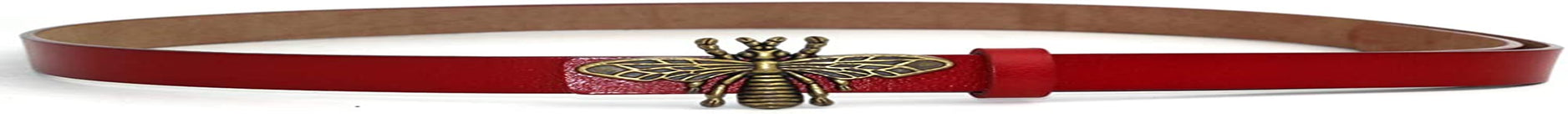 Moyoto Women'S 0.7″Thin Vintage Copper Bee Buckle Leather Belts Casual Dress Belts Apparel & Accessories > Clothing Accessories > Belts MoYoTo Red