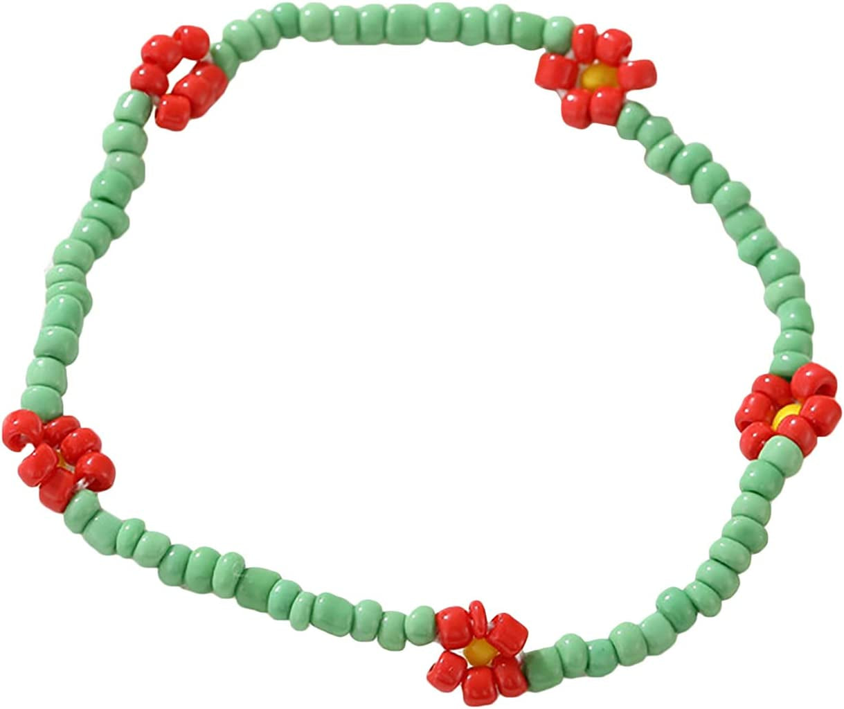 Cute Beaded Anklets for Women Colorful Flower Charm Surfer Ankle Bracelets Stretchy Water-Proof Boho Beach Jewelry for Teen Girls Mom Birthday (D, One Size) Apparel & Accessories > Jewelry > Anklets Generic