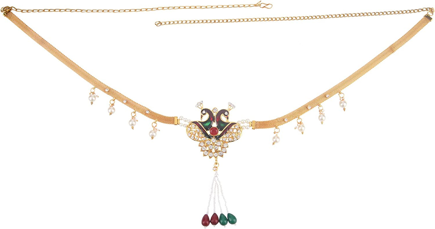 Efulgenz Indian Bollywood 14 K Gold Plated Crystal Waist Belt Belly Chain Kamarbandh Bridal Body Jewelry Apparel & Accessories > Jewelry > Body Jewelry Efulgenz