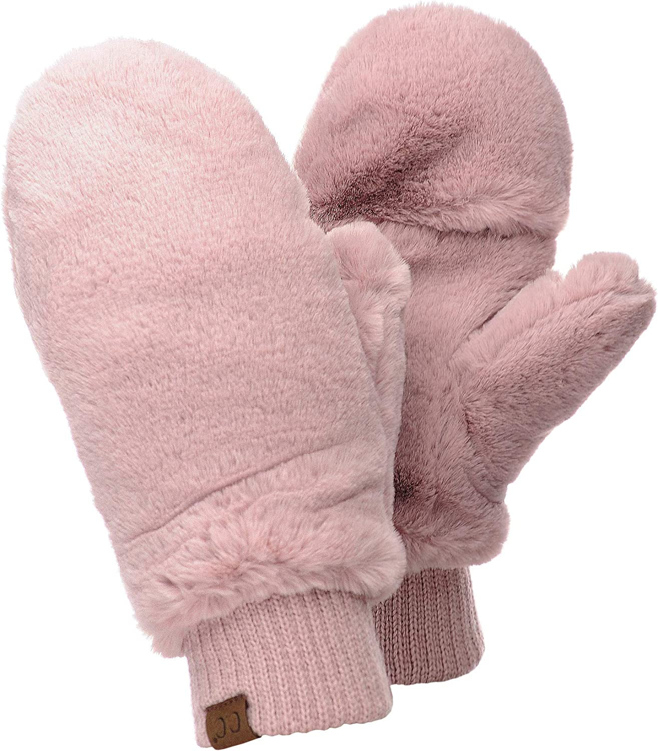 C.C Women'S Faux Fur Wrist Length Fingerless Sherpa Lined Convertible Mittens Gloves Apparel & Accessories > Clothing Accessories > Gloves & Mittens C.C Rose