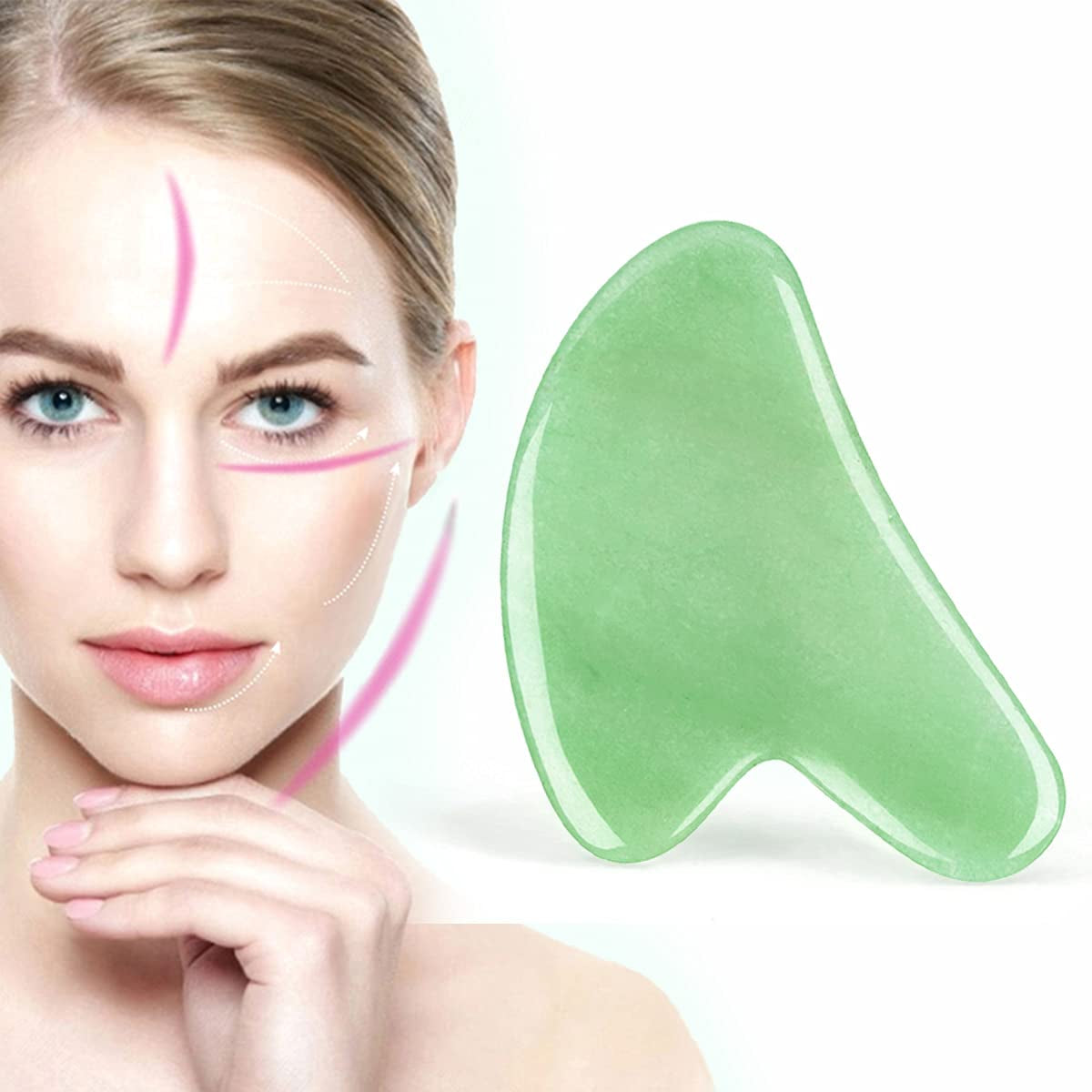 Roysmart Gua Sha Massage Tool, Natural Quartz Jade Stone Gua Sha Facial Tool for Face Neck Body, Scraping Facial Massage Tools for Promotes Blood Flow/Prevents Wrinkles/Removes Toxins (Green) Health & Beauty > Personal Care > Cosmetics > Cosmetic Tools > Skin Care Tools Roysmart
