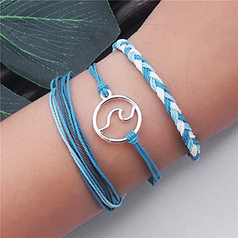 Softones VSCO String Wave Bracelets for Women Girls Handmade Colorful Waterproof Adjustable Braided Beach Bracelet Set for Women Apparel & Accessories > Jewelry > Bracelets Softones