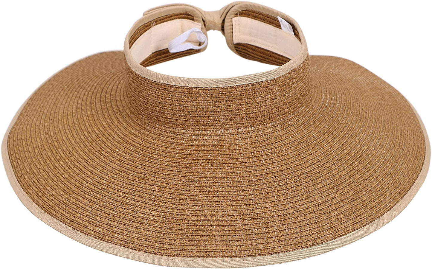 Simplicity Women'S UPF 50+ Wide Brim Roll-Up Straw Sun Hat Sun Visor Apparel & Accessories > Clothing Accessories > Hats Simplicity Light Coffee