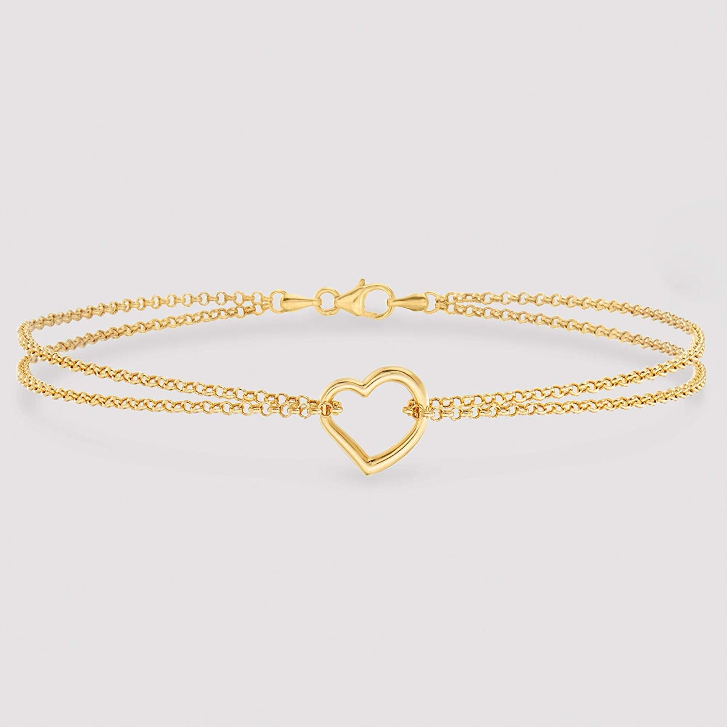 Ross-Simons 14Kt Yellow Gold 2-Strand Heart Center Anklet. 10 Inches Apparel & Accessories > Jewelry > Anklets Ross-Simons
