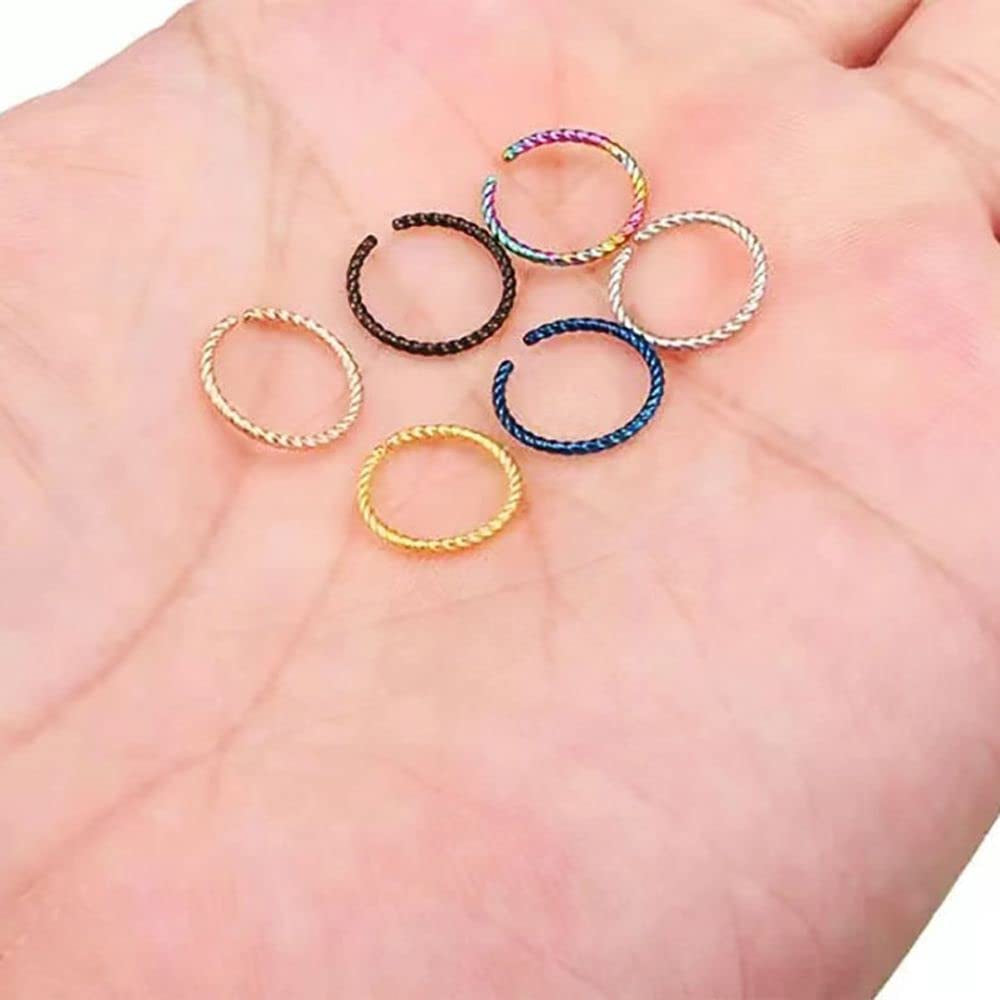 Stainless Steel Twist Nose Rings Hoop Tragus Cartilage Helix Ring Lip Septum Fake Piercing Jewelry Braided Ear Clips Body Accessories(Silver) Apparel & Accessories > Jewelry > Rings Generic