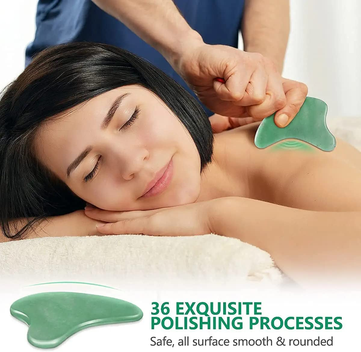 Jade Guasha Tool for Face - Gua Sha Facial Tools Stone for Face and Body Massage Skincare Prevents Wrinkles Health & Beauty > Personal Care > Cosmetics > Cosmetic Tools > Skin Care Tools icolorfuled