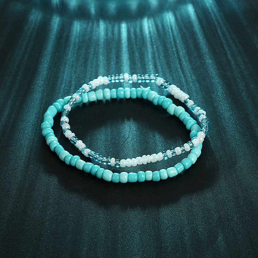 Cliory Boho Turquoise Anklets Beaded Ankle Bracelet Beach Wave Foot Chain for Women and Girls Apparel & Accessories > Jewelry > Anklets Cliory
