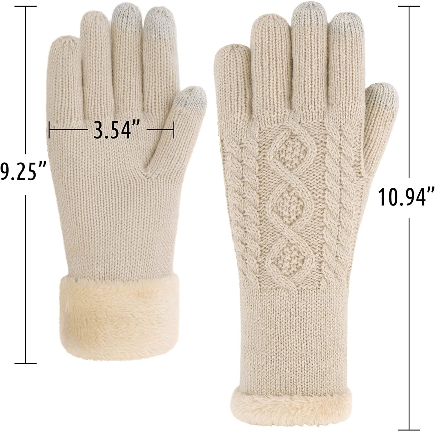 Simplicity Womens 3 Fingers Touchscreen Cable Knit Winter Gloves Apparel & Accessories > Clothing Accessories > Gloves & Mittens Simplicity