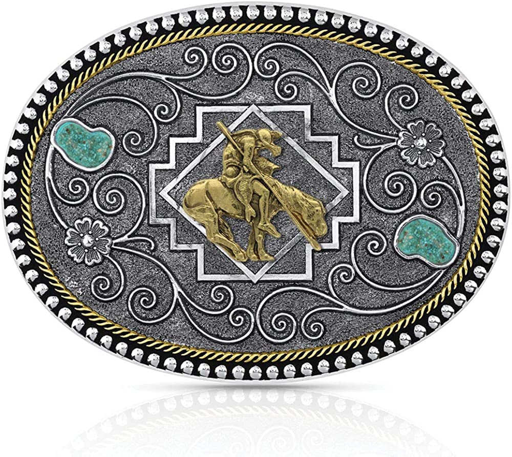 Montana Silversmiths Rope Trimmed Filigree Engraved Classic Western Buckle Apparel & Accessories > Clothing Accessories > Belt Buckles Montana Silversmiths Turquoise End of Trail