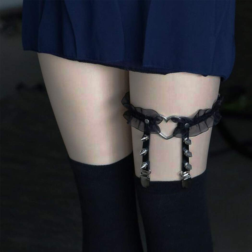 Gemily Punk Leg Chain Belt Leather Body Chain Black Thigh Chain Rave Party Body Jewelry Accessories for Women and Girls (1) Apparel & Accessories > Jewelry > Body Jewelry GEMILY 2