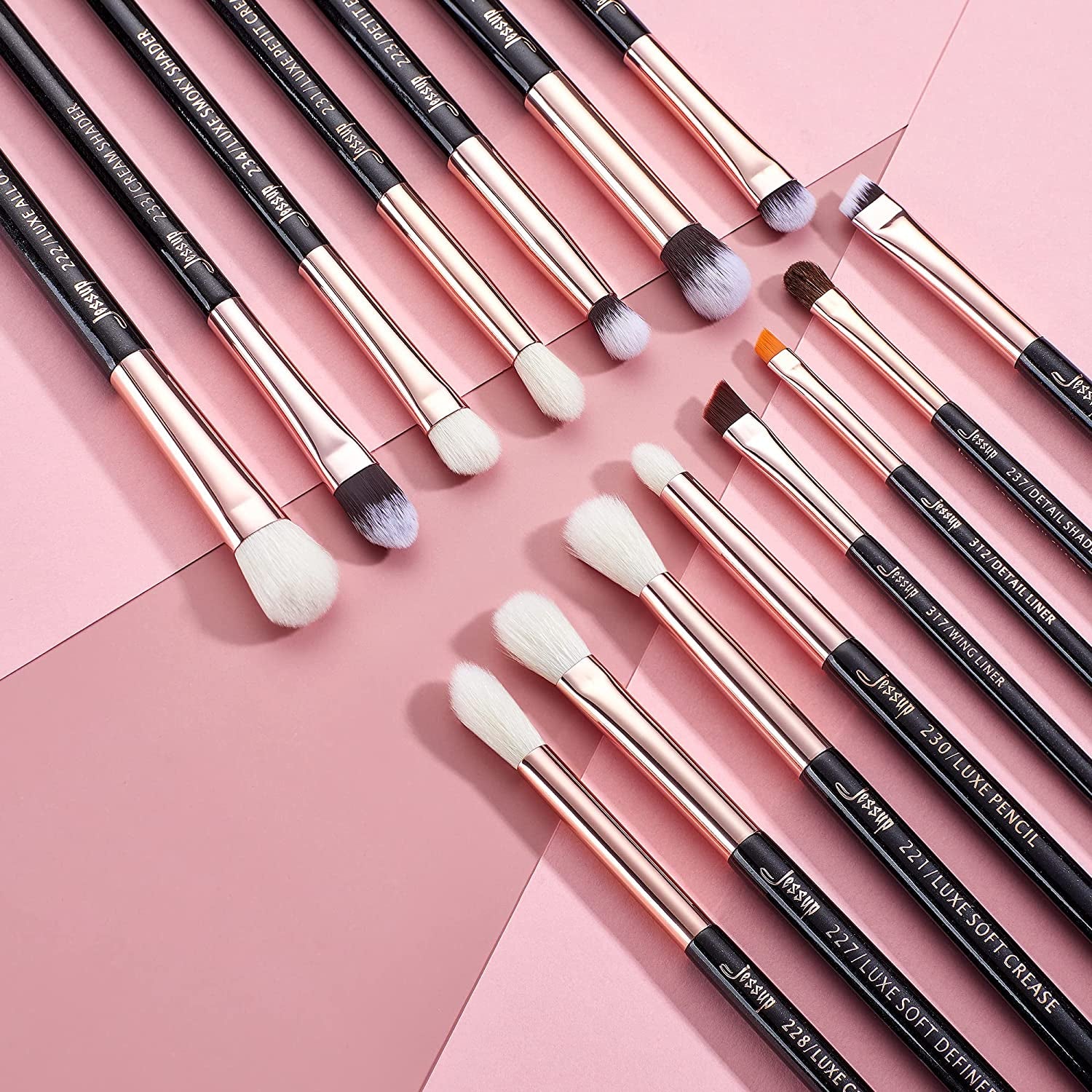 Jessup 15Pcs Professional Makeup Brushes Set Make up Brush Tools Kit Eye Liner Shader Wood Handle Natural-Synthetic Hair Brushes Pearl Black/Rose Gold T157 Health & Beauty > Personal Care > Cosmetics > Cosmetic Tools > Makeup Tools Jessup