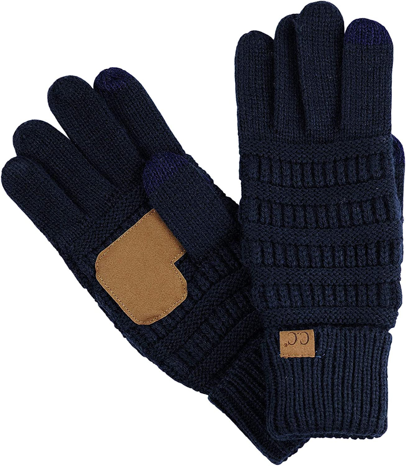 C.C Unisex Cable Knit Inner Lined Anti-Slip Touchscreen Texting Gloves Apparel & Accessories > Clothing Accessories > Gloves & Mittens C.C Navy