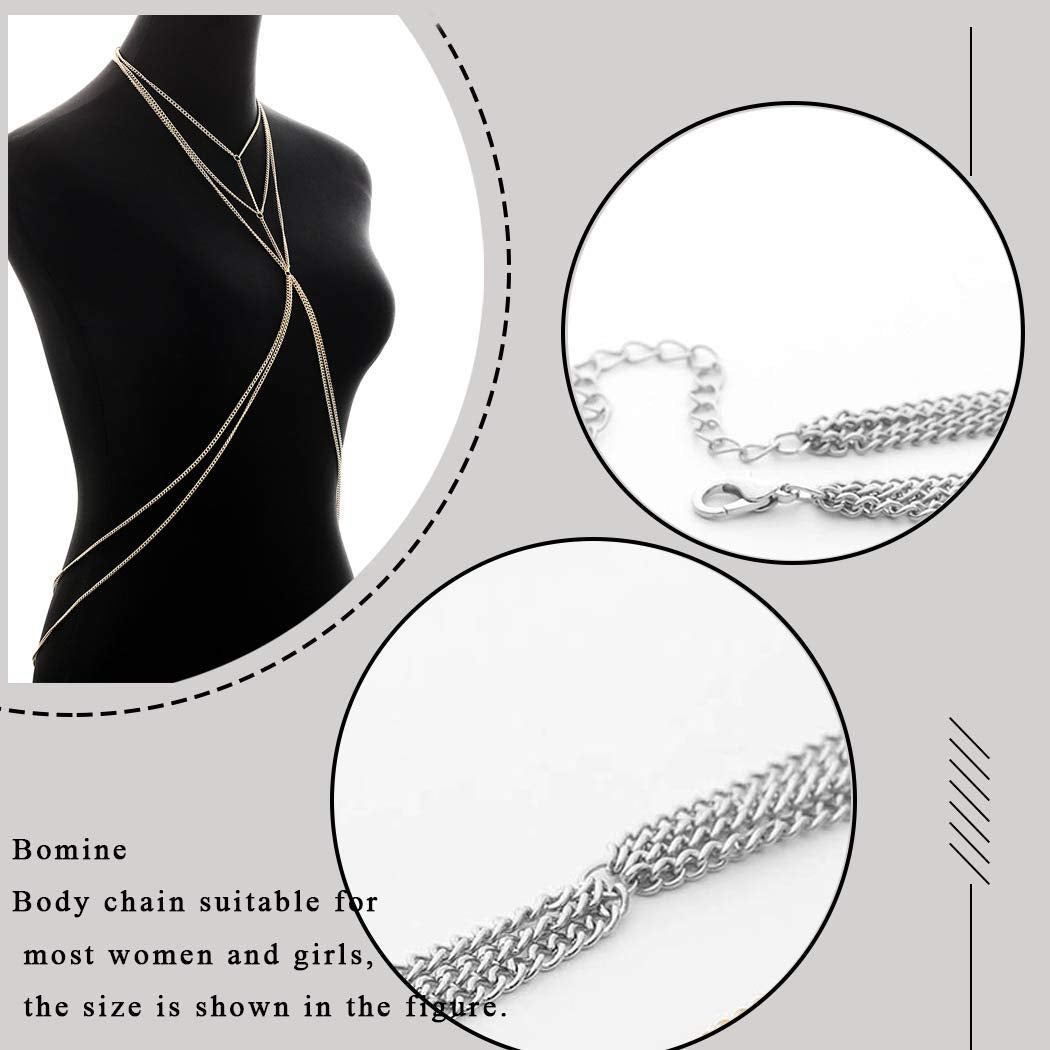 Bounzhi Harness Body Chain Bra Sexy Silver Body Jewelry Necklace Bikini Chains for Women and Girls(Silver), Free Sizes, B-015 Apparel & Accessories > Jewelry > Body Jewelry Bounzhi