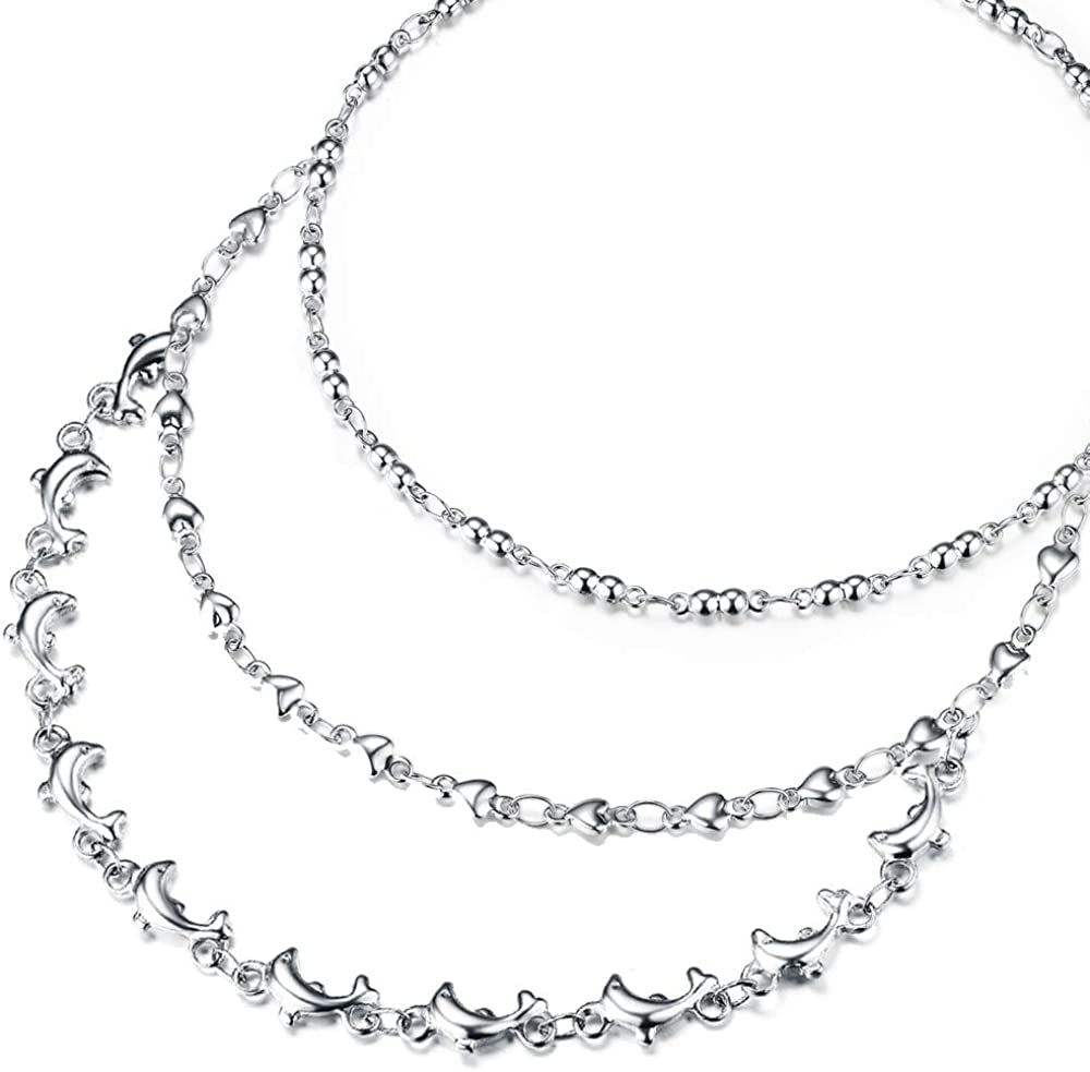 Hoduar Stainless Steel Anklet for Women, Non-Fading Dainty Heart Ankle Bracelets Foot Chain Jewelry for Women Apparel & Accessories > Jewelry > Anklets hoduar e:dolphin