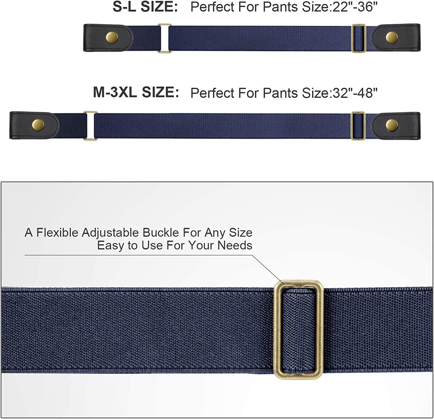 No Buckle Stretch Women Belt for Jeans Pants, Elastic Buckle Free Invisible Belts for Men up to 48 Inches by WHIPPY (Blue, Fit Pants Size 32-48 Inches) Apparel & Accessories > Clothing Accessories > Belts WHIPPY