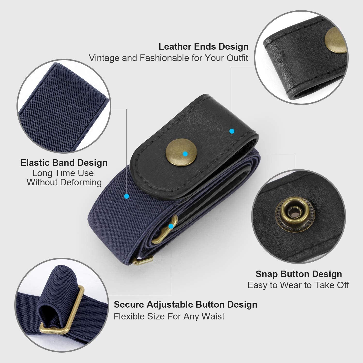 No Buckle Stretch Women Belt for Jeans Pants, Elastic Buckle Free Invisible Belts for Men up to 48 Inches by WHIPPY (Blue, Fit Pants Size 32-48 Inches) Apparel & Accessories > Clothing Accessories > Belts WHIPPY