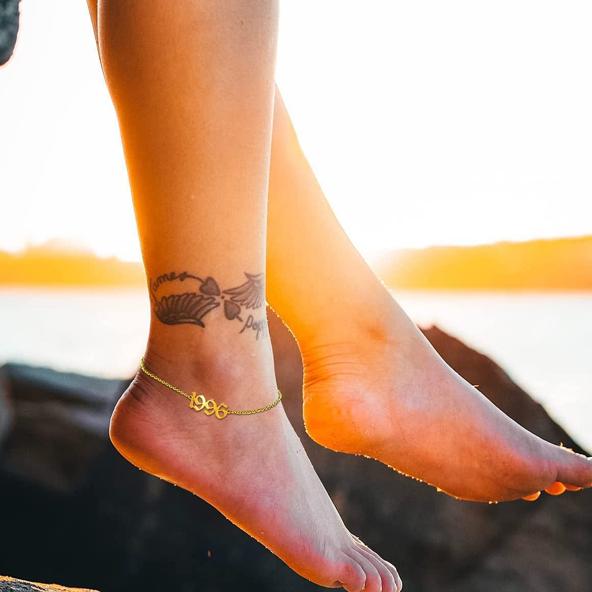 QJLE Ankle Bracelets for Women,Personalized Birth Year Number Gold Anklets for Women,Summer Beach Foot Chain Dainty Anklet Jewelry Birthday Gifts for Her Apparel & Accessories > Jewelry > Anklets QJLE