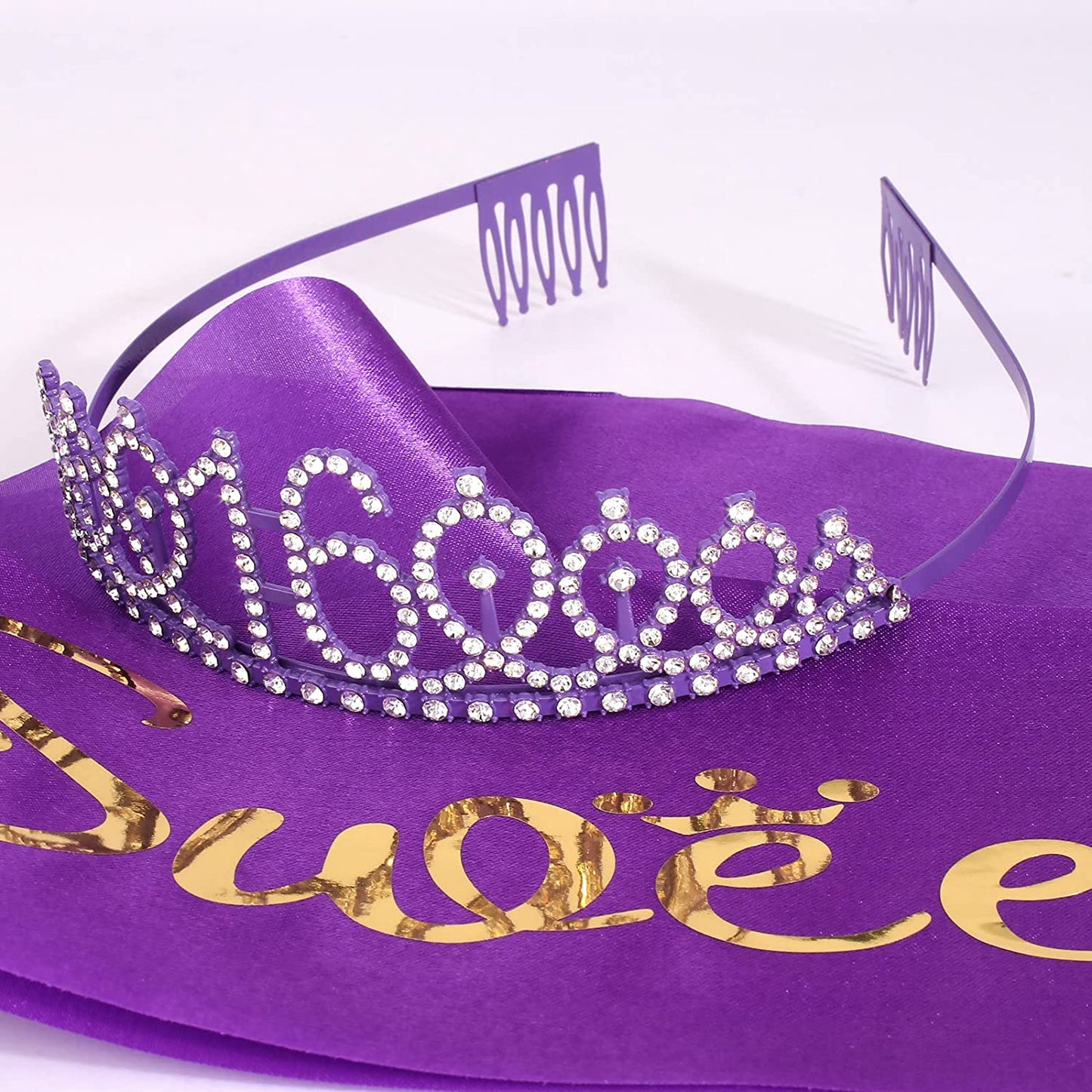 Sweet 16 Birthday Decorations Purple, 16Th Birthday Gifts for Girls, Sweet 16 Crown and Sash, 16Th Birthday Sash, Sweet 16 Sash and Tiara, Birthday Girl, Happy 16Th Birthday Party Supplies Cake Topper Apparel & Accessories > Clothing Accessories > Sashes CIEHER