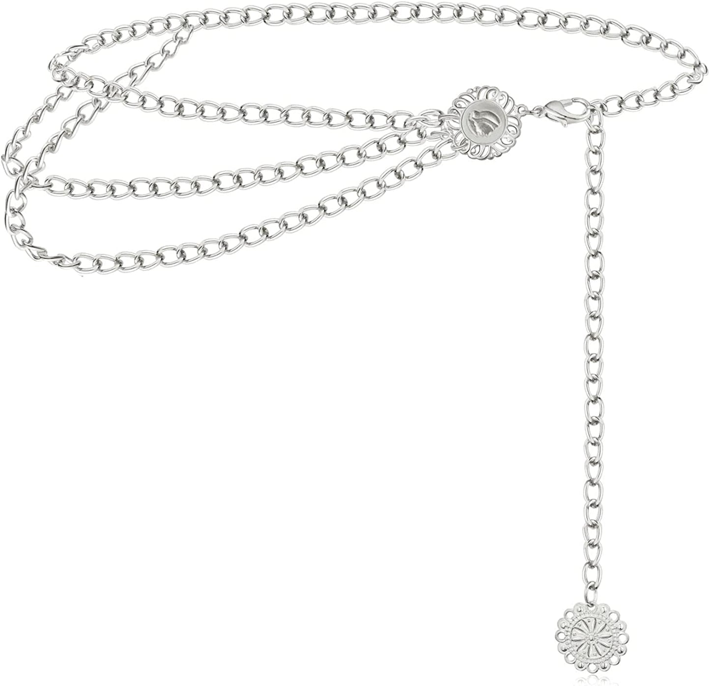 Honsny Chain Belt for Women Gold Sliver Moon Star Metal Waist Chain Belt Sun Pendant Belly Body Chains Jewelry Apparel & Accessories > Jewelry > Body Jewelry Honsny C:Silver 43.3 Inches