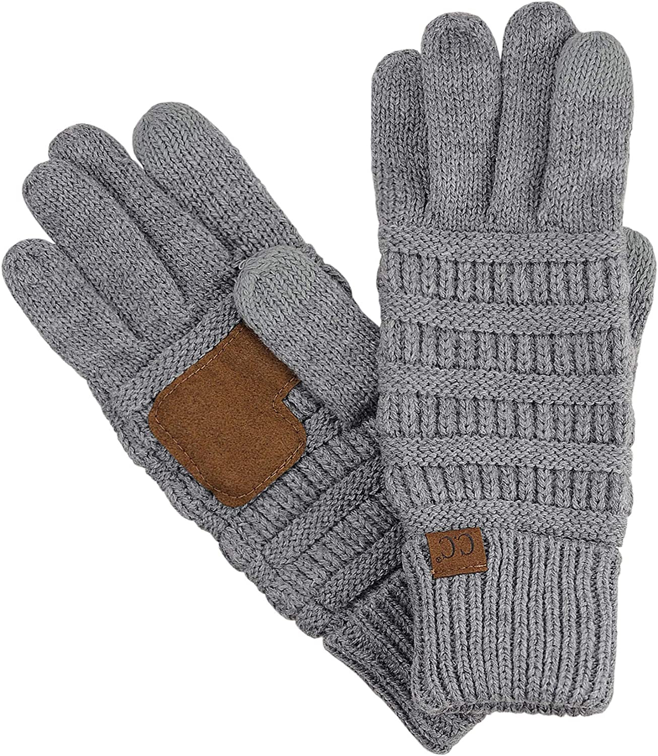 C.C Unisex Cable Knit Inner Lined Anti-Slip Touchscreen Texting Gloves Apparel & Accessories > Clothing Accessories > Gloves & Mittens C.C Light Melange Gray