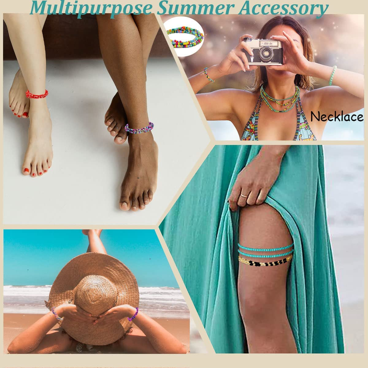 Ronglry 8PCS Waist Beads for Women Girls Belly Beads for the Waist Colorful Summer Body Chains Waist Bead Set African Waist Beads for Weight Loss Belly Waist Beads Chain Jewelry for Summer Beach Apparel & Accessories > Jewelry > Body Jewelry Ronglry