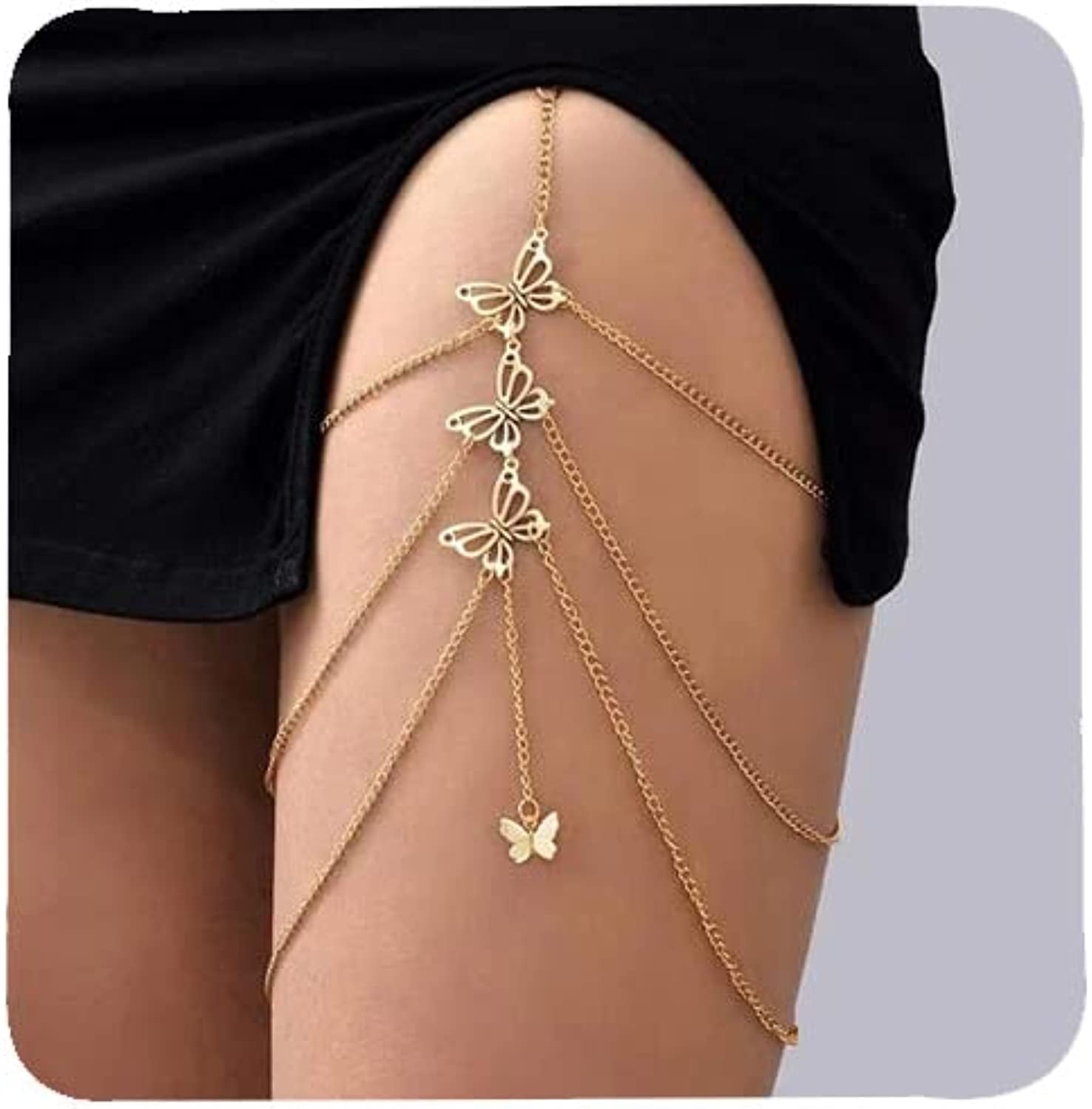 Snake Leg Chain Jewelry for Women Thigh Chain Boho Body Chain Snake Pendant Body Jewelry for Girls Apparel & Accessories > Jewelry > Body Jewelry choice of all gold butterfly