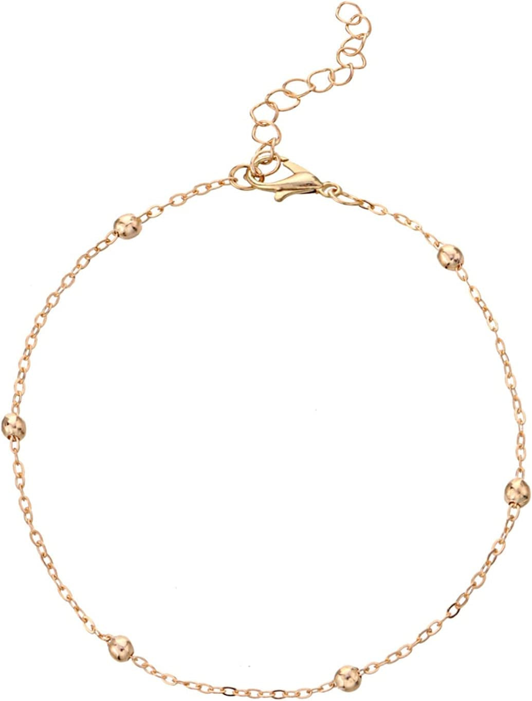 Gold Anklets for Women Dainty Link Ankle Bracelets Chain Adjustable Pearl Charm Anklet Beach Jewelry for Teen Girls Mom Birthday (Gold, One Size) Apparel & Accessories > Jewelry > Anklets Generic