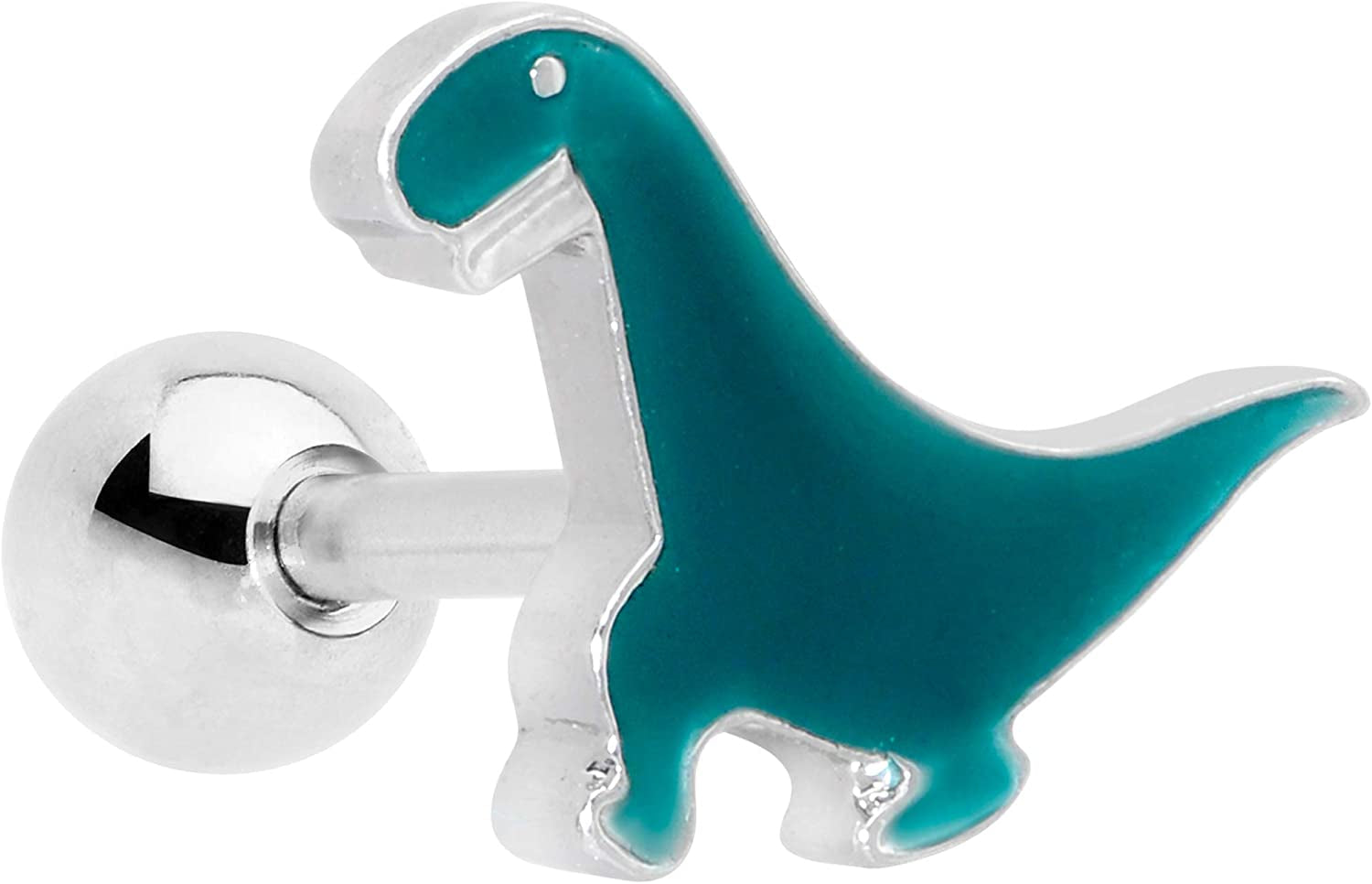 Body Candy 16G Womens 316L Stainless Steel Green Dinosaur Cartilage Earring Helix Tragus Jewelry 1/4" Apparel & Accessories > Jewelry > Body Jewelry Body Candy