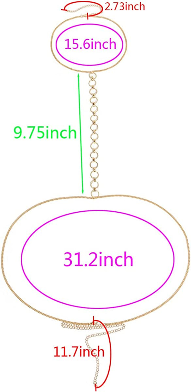 Body Chains for Women Sexy Skinny Crossover Full Body Jewelry for Bikini Swimsuit Wedding Dress Necklace and Belly Chain Set Apparel & Accessories > Jewelry > Body Jewelry Tosmifairy
