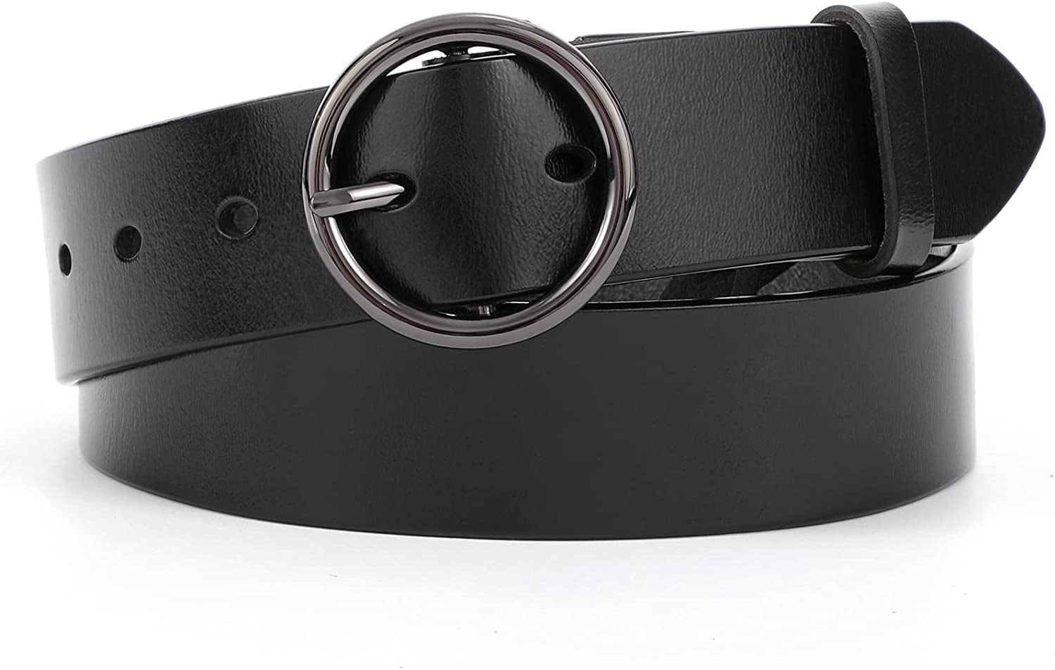 WERFORU Women Casual Dress Belt Fashion Leather Belt with O Ring Buckle for Jeans Pants Apparel & Accessories > Clothing Accessories > Belts WERFORU B-gun Black Suit Pant Size 24"-28"