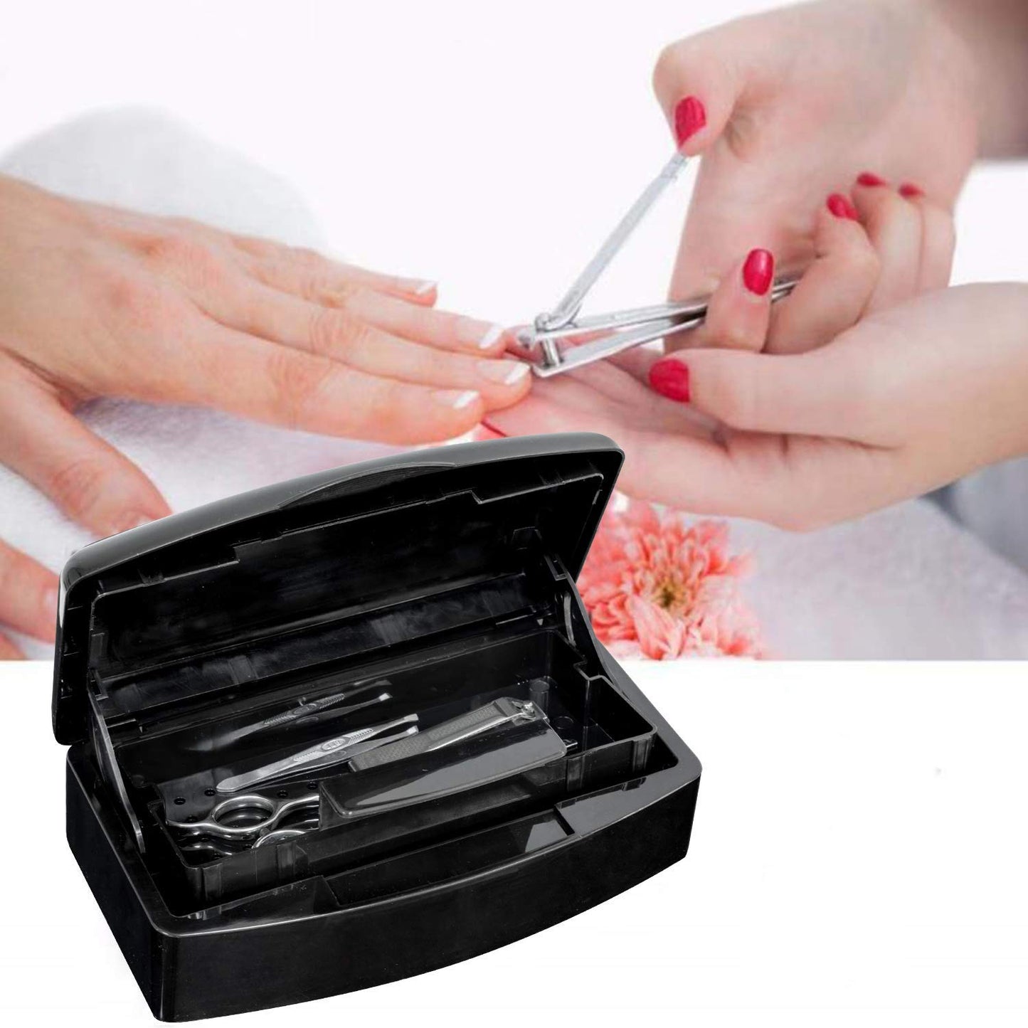 Sanitizing Tray-Sanitizing Container,Plastic Storage Box,Sanitizing Nail Art Tools,Beauty Tools Soaking Box,Tweezers,Hair Salon, Sanitizing Nail Art Equipment-Black Health & Beauty > Personal Care > Cosmetics > Cosmetic Tools > Nail Tools Aifeiter