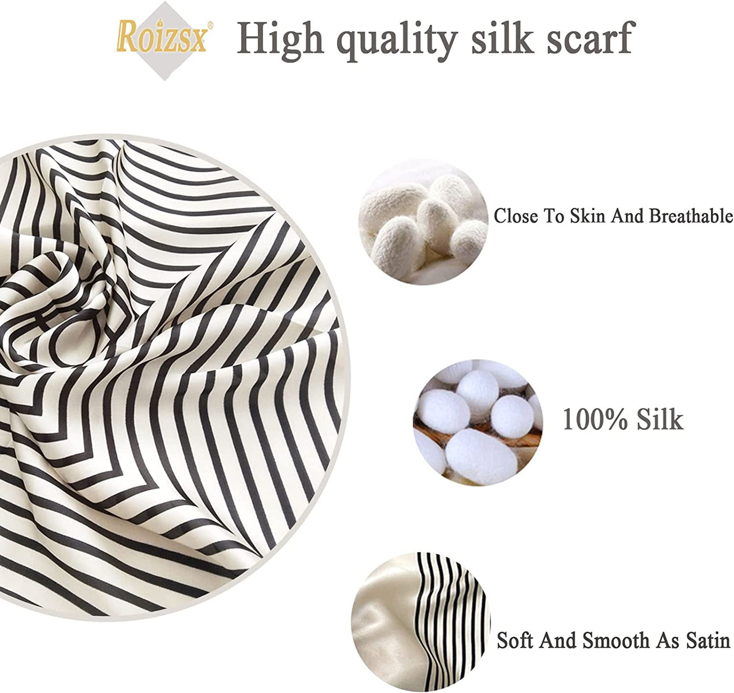 Fashion Hair Scarf for Women Lightweight Silk Feeling Head Scarves Square Bandanas 27.5× 27.5 Inches Apparel & Accessories > Clothing Accessories > Bandanas & Headties Roizsx
