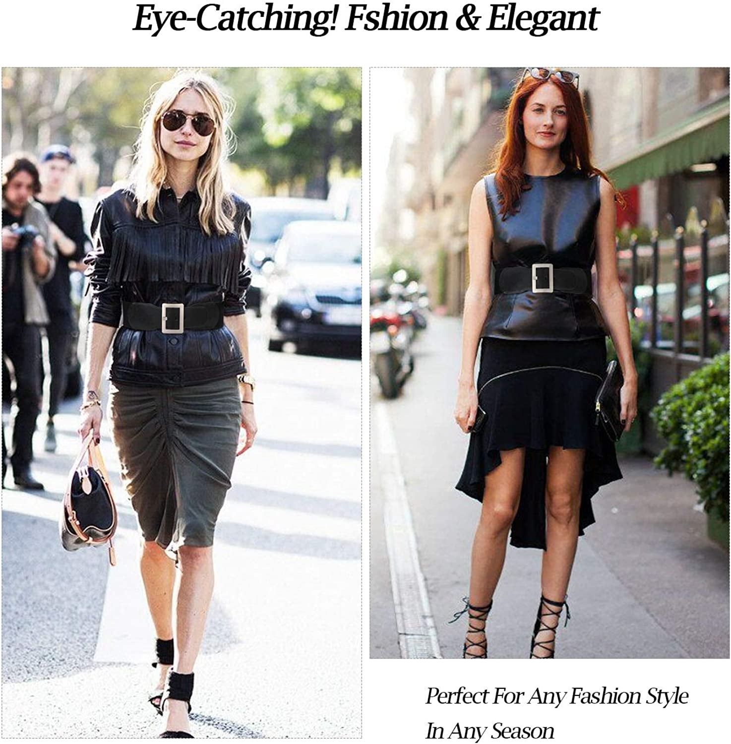 Women Wide Cinch Waist Belt Ladies Fashion Belt for Dresses with Metal Buckle Apparel & Accessories > Clothing Accessories > Belts SUOSDEY