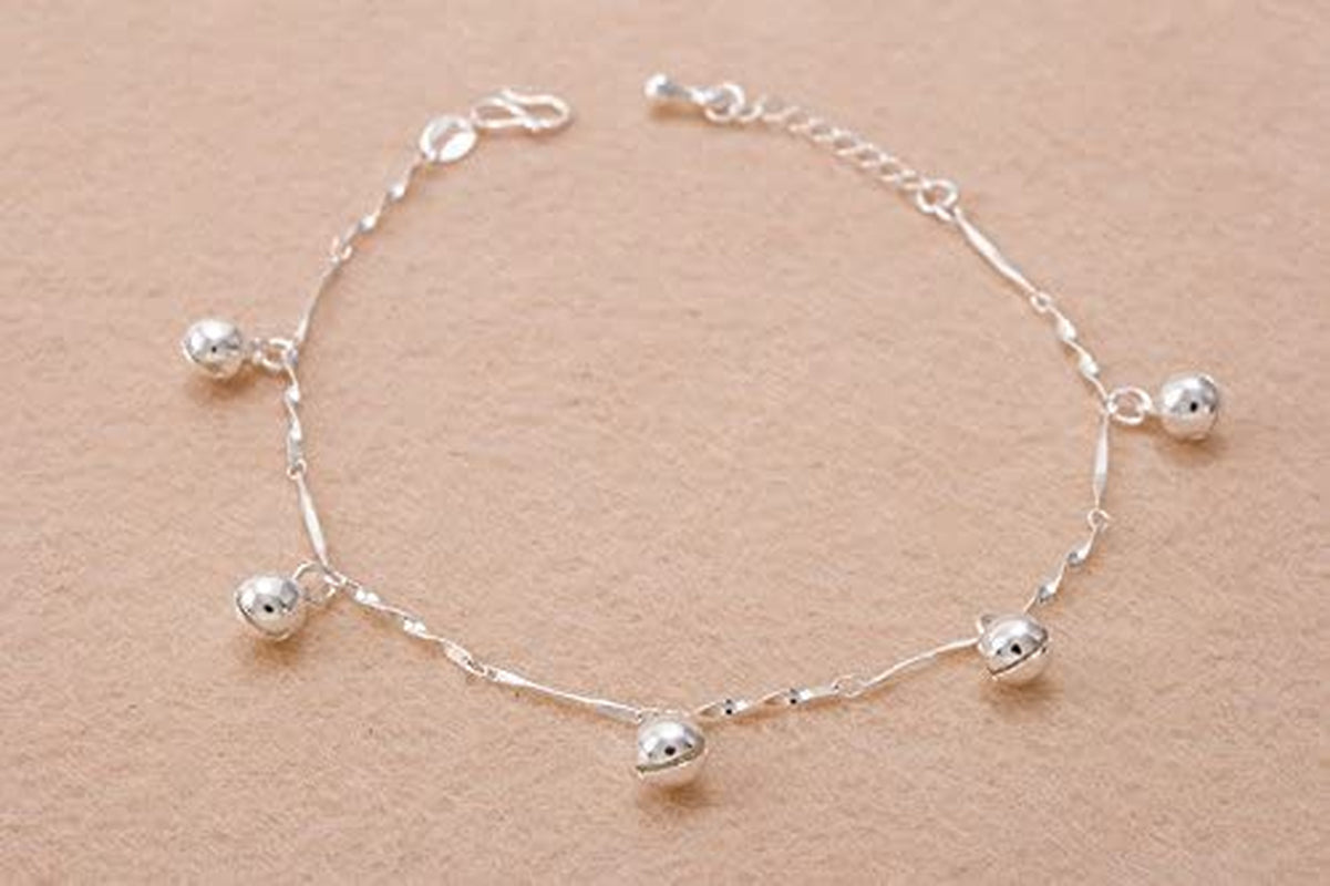 Beach Boho Anklet Foot Chain for Women Jewelry Beach Bells Barefoot Ankle Foot 5 Bracelet Sandal Women Chain Anklet Bracelets- Girl Jewelry (Silver, One Size) Apparel & Accessories > Jewelry > Anklets Generic