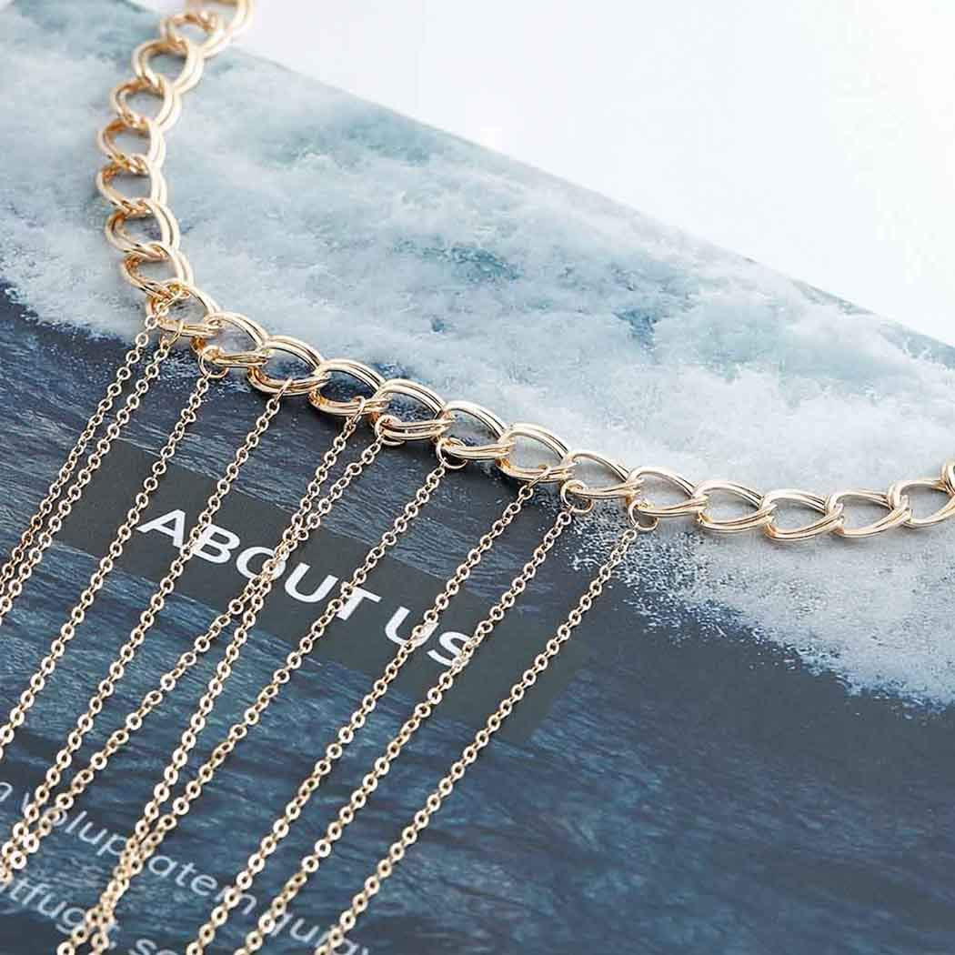 Bomine Harness Body Chain Bra Crossover Sexy Body Jewelry Bikini Chains Necklace for Women and Girls (Gold) Apparel & Accessories > Jewelry > Body Jewelry Bomine