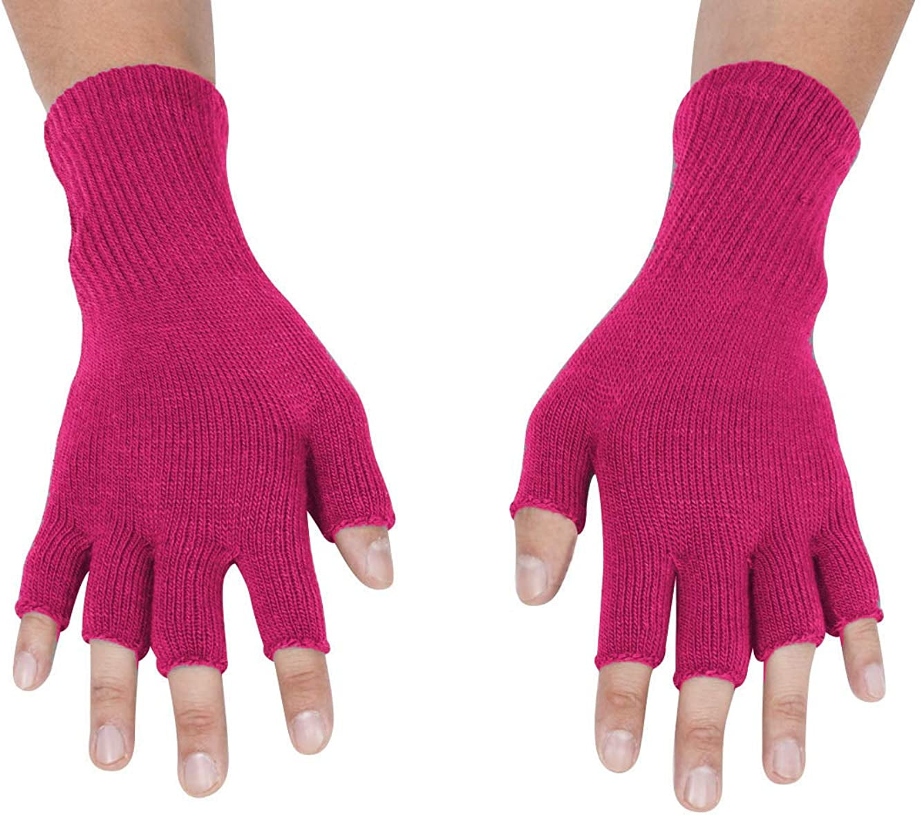 Gravity Threads Unisex Men Women Half Finger Stretchy Knit Fingerless Winter Gloves Apparel & Accessories > Clothing Accessories > Gloves & Mittens Gravity Trading Hot Pink