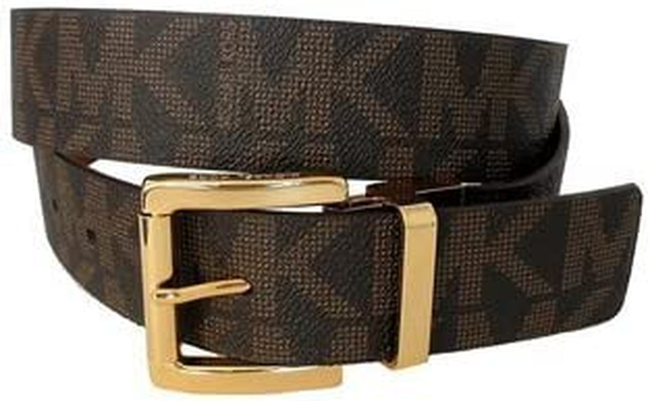 Michael Kors Mk Signature Monogram Logo Gold Buckle Belt Brown Size Large Apparel & Accessories > Clothing Accessories > Belts Michael Kors