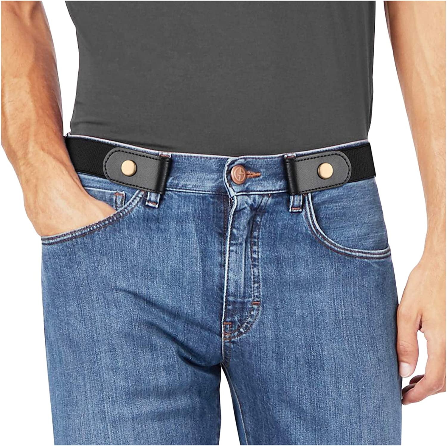 No Buckle Stretch No Show Belt for Men 1.38 Inches Wide, Buckless Invisible Elastic Belt for Jeans Pants by WHIPPY Apparel & Accessories > Clothing Accessories > Belts WHIPPY 1-black S: Suit Pant Size 30-48 Inches