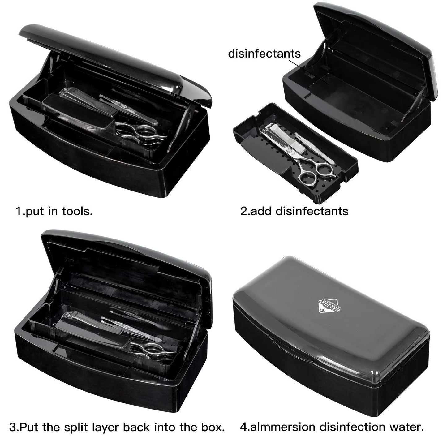 Sanitizing Tray-Sanitizing Container,Plastic Storage Box,Sanitizing Nail Art Tools,Beauty Tools Soaking Box,Tweezers,Hair Salon, Sanitizing Nail Art Equipment-Black Health & Beauty > Personal Care > Cosmetics > Cosmetic Tools > Nail Tools Aifeiter