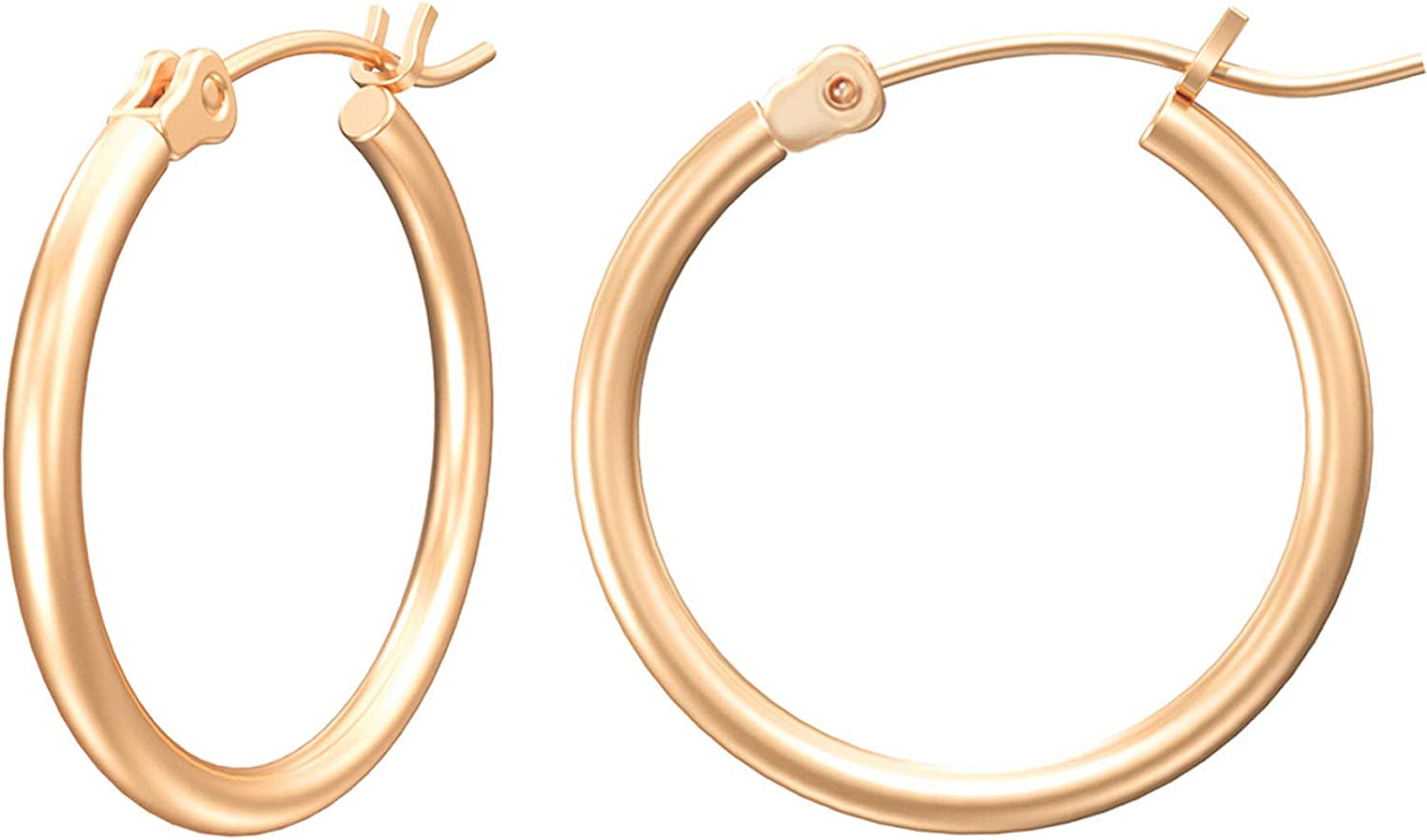 Gacimy Gold Hoop Earrings for Women 14K Real Gold Plated Hoops with 925 Sterling Silver Post Apparel & Accessories > Jewelry > Earrings Gacimy Rose Gold 20mm